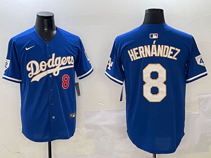 Men Los Angeles Dodgers #8 Hernandez Blue Gold Game 2025 Nike MLB Jersey style 313->los angeles dodgers->MLB Jersey